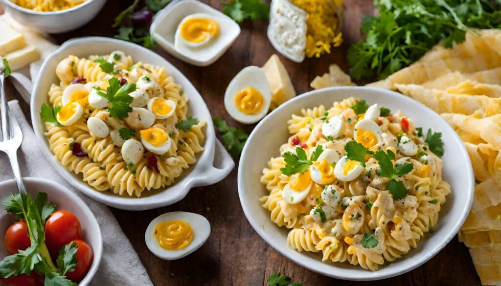 Deviled egg pasta salad