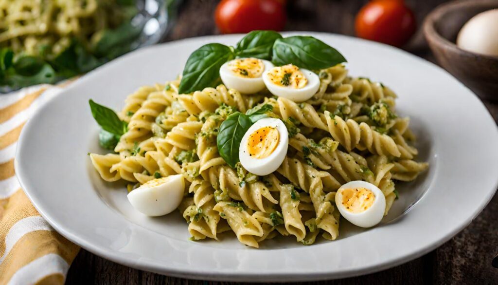 Pesto and Deviled Egg Pasta Salad