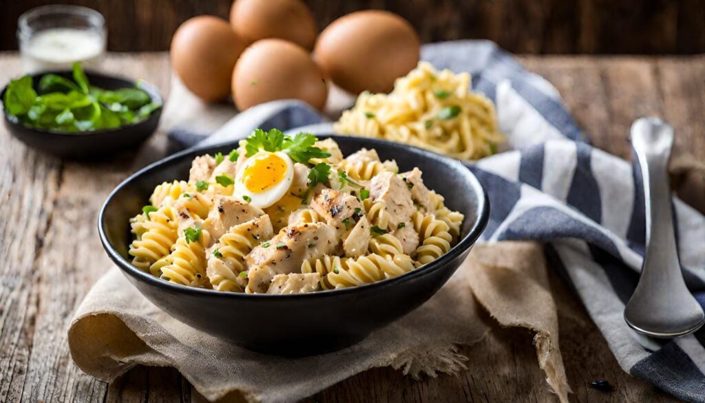 Protein-Packed Chicken and Deviled Egg Pasta Salad