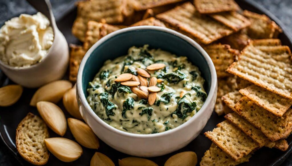 Almond Cream Spinach Artichoke Dip Without Mayo