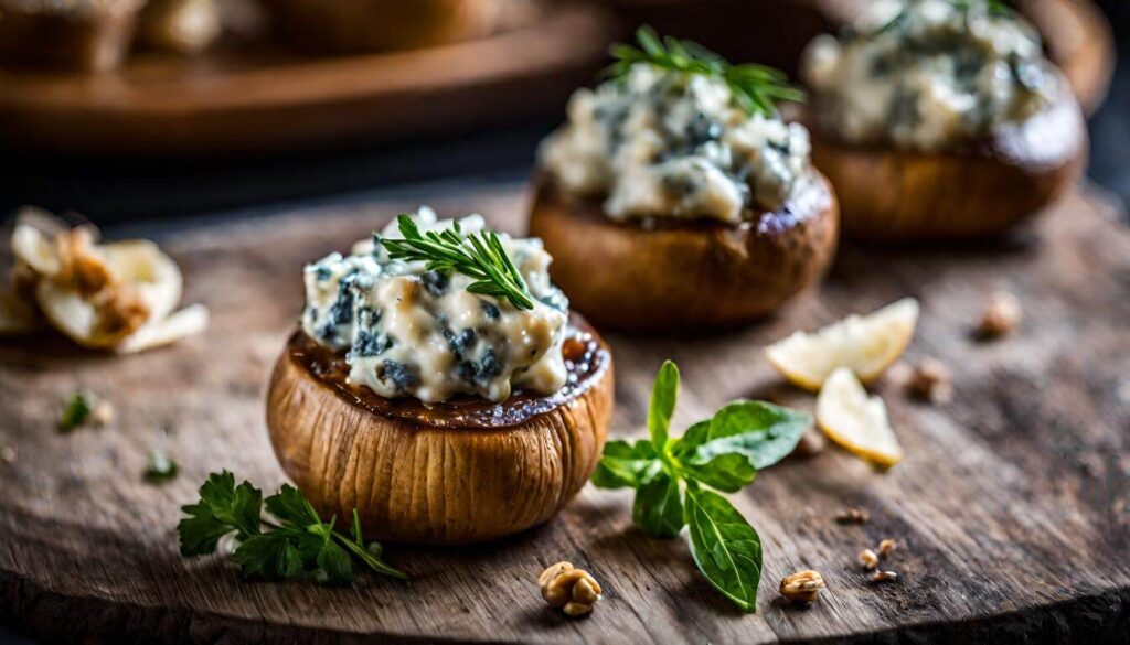 Blue Cheese and Walnut Longhorn Stuffed Mushrooms